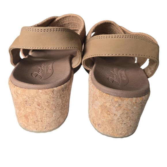 Skechers Women Arch Fit Beverlee Love Stays Wedge Sandal Tan. - Picture 6 of 6